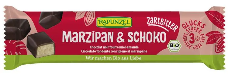 Rapunzel - Glücksstücke Marzipan & Schoko Zartbitter, 50g