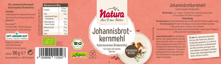 Natura - Johannisbrotkernmehl, bio glutenfrei 100g