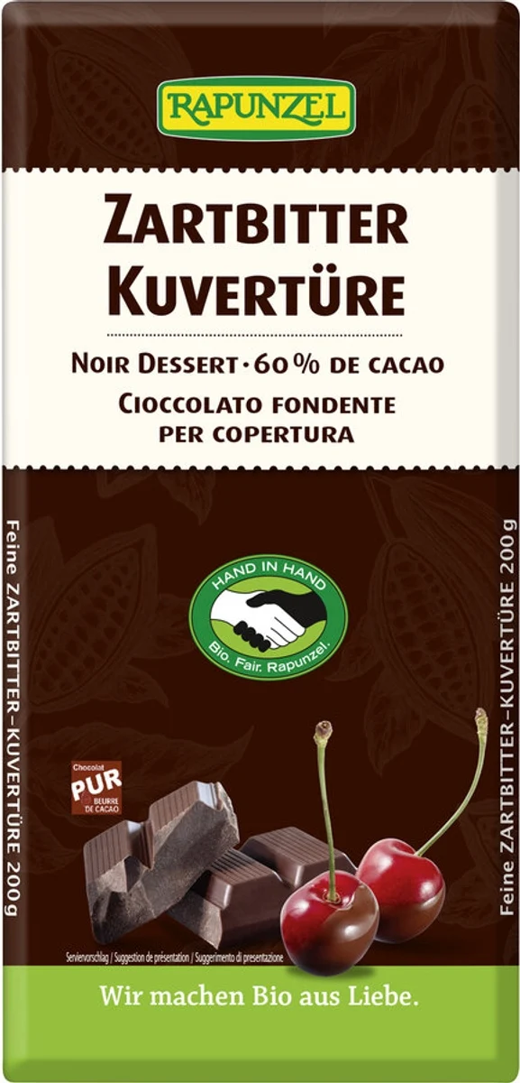 Rapunzel - Zartbitter Kuvertüre HIH, 200g