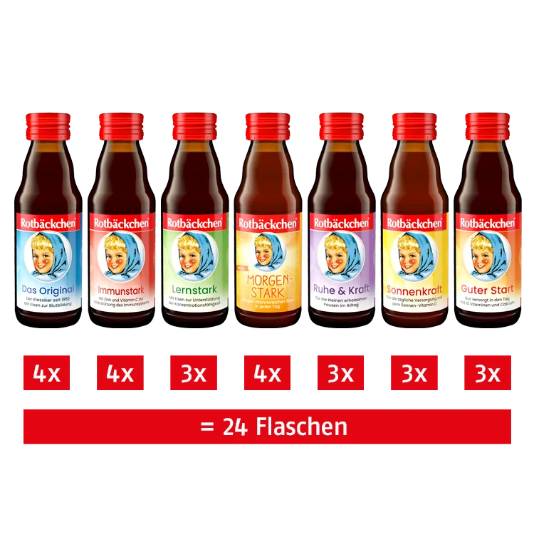 Rotbäckchen Probierpaket mit 24 Rotbäckchen-Minis, 24x 125ml