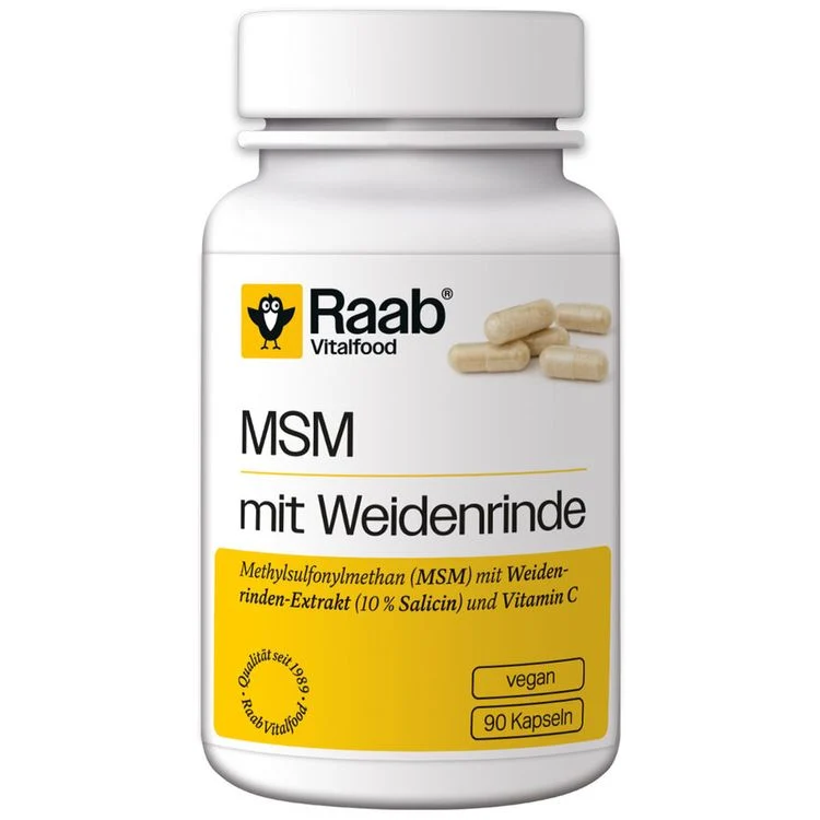 Raab Vitalfood - MSM mit Weidenrinde Kapseln, 90 Kaps.