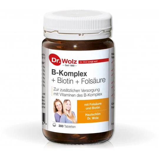 Dr. Wolz - B-Komplex + Biotin + Folsäure Hefetabletten 300 Stk.
