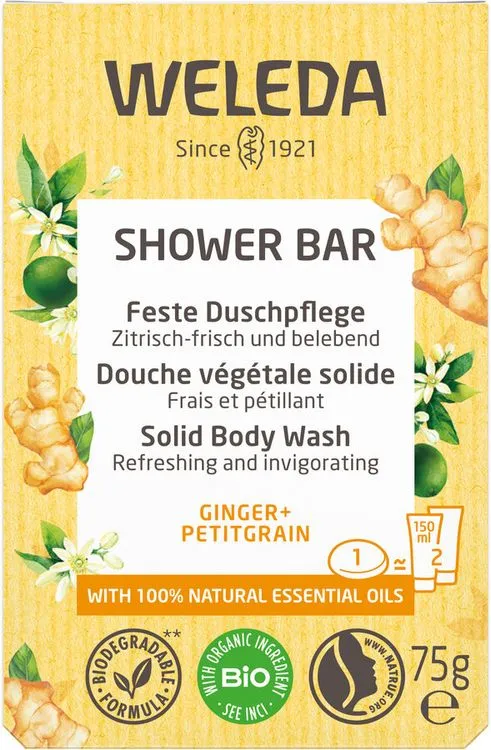 Weleda - Feste Duschpflege Ginger + Petitgrain, 75g