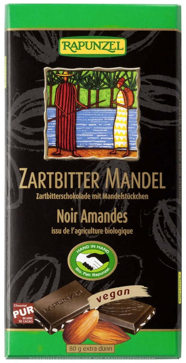 Rapunzel - Zartbitter Schokolade 55% Kakao und Mandel bio, 80g