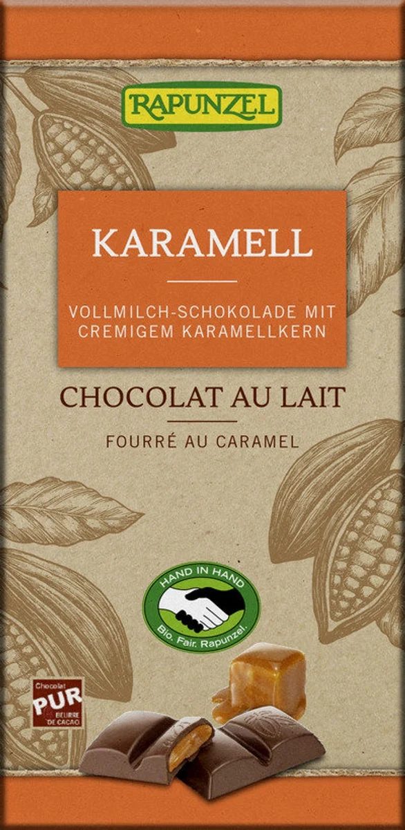 Rapunzel - Vollmilch Schokolade mit Karamellfüllung bio, 100g